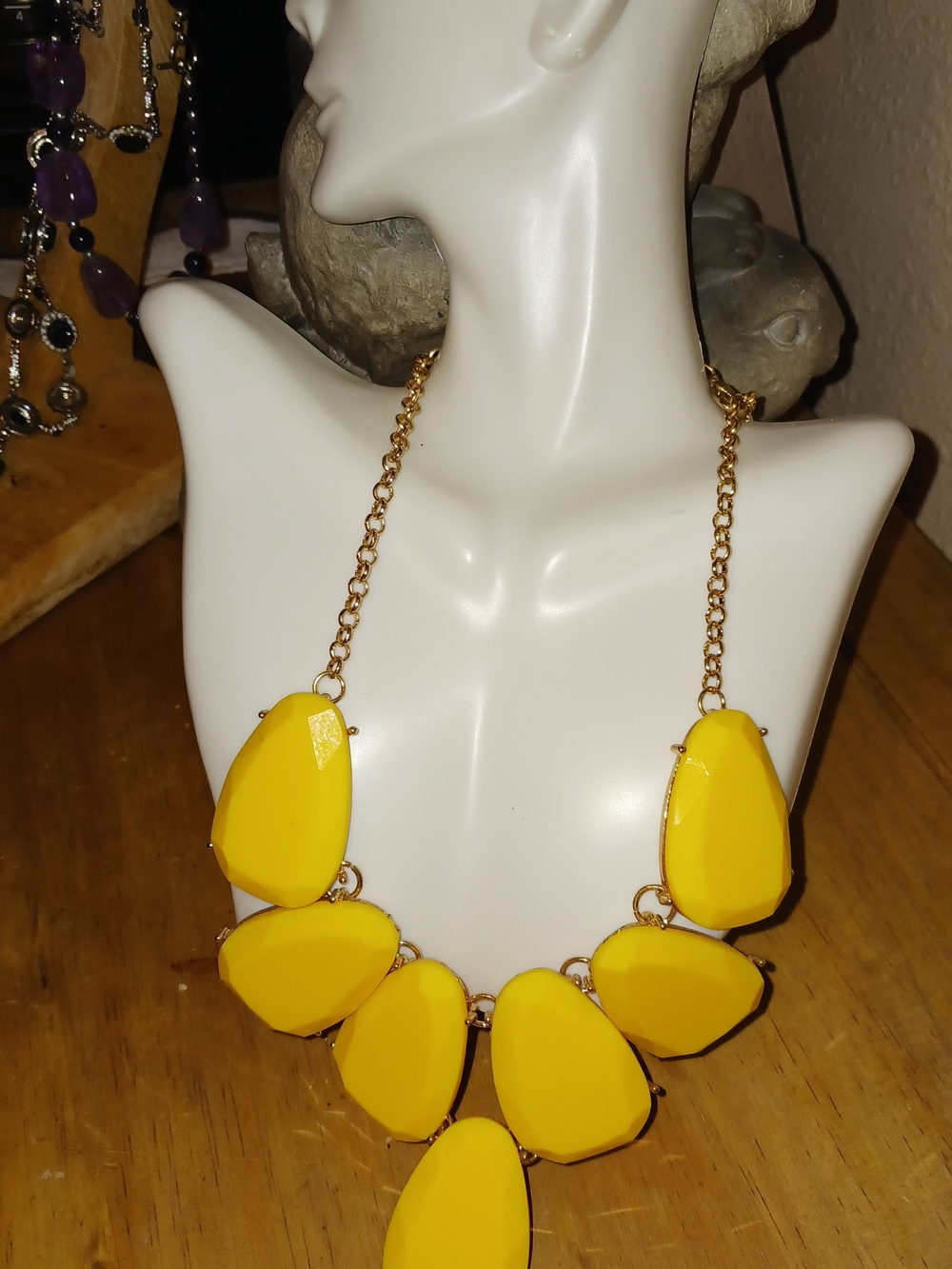 Yellow Statement Teardrop Necklace - Unbranded